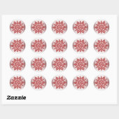 Kerstroodsnowflake Elegant Ronde Sticker (Vel)