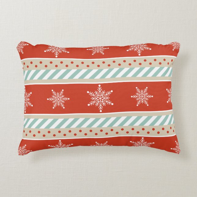 Kerstroodvlek Snowflake Patroon Decoratief Kussen (Voorkant)
