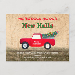 Kerstroodvrachtwagen die nieuwe zalen laat vallen briefkaart