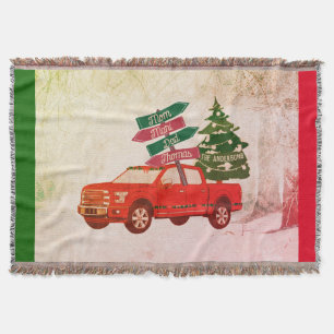 Kerstroodvrachtwagen Familienaam  Cute Deken