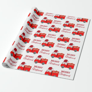 Kerstroodvuurtruck Cadeaupapier