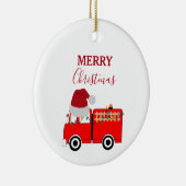 Kerstroodvuurtruck Keramisch Ornament (Rechts)
