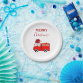 Kerstroodvuurtruck Papieren Bordje (Feest)