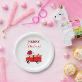 Kerstroodvuurtruck Papieren Bordje (Feest)