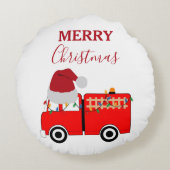 Kerstroodvuurtruck Rond Kussen (Achterkant)