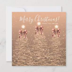 Kerstroos Gouden Kerstbomen Groet Feestdagenkaart