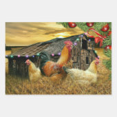 kerstrooster Hen Barn Coop Boerderij Inpakpapier Vel (Voorkant 2)