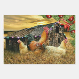 kerstrooster Hen Barn Coop Boerderij Inpakpapier Vel