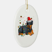 Kerstrottweiler Dog Santa Xmas Light Keramisch Ornament (Rechts)