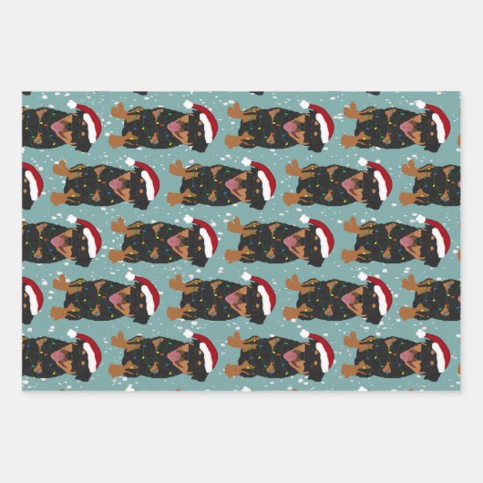 Kerstrottweiler inpakpapier vel (Voorkant 3)