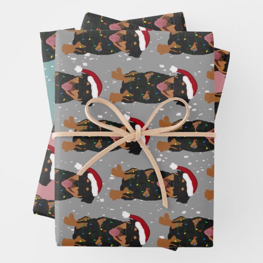 Kerstrottweiler inpakpapier vel (In situ)