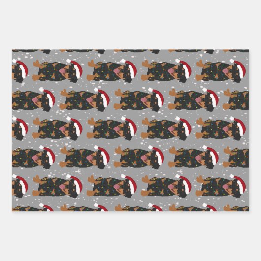 Kerstrottweiler  inpakpapier vel (Voorkant)