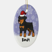 Kerstrottweiler (voeg uw huisdiernaam toe) keramisch ornament (Rechts)