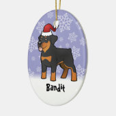 Kerstrottweiler (voeg uw huisdiernaam toe) keramisch ornament (Links)