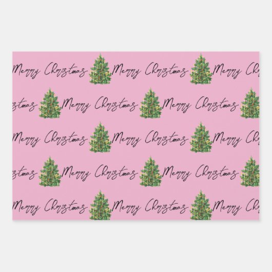 Kerstroze en wit patroon inpakpapier vel (Voorkant 3)