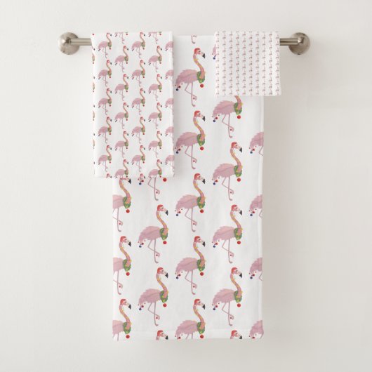 Kerstroze flamingo bad handdoek (Insitu)
