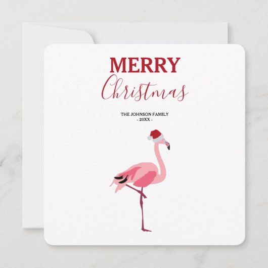 Kerstroze Flamingo Bird met kerstkaart (Voorkant)