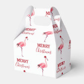 Kerstroze Flamingo Bird met Santa Hat Bedankdoosjes (Achterkant)