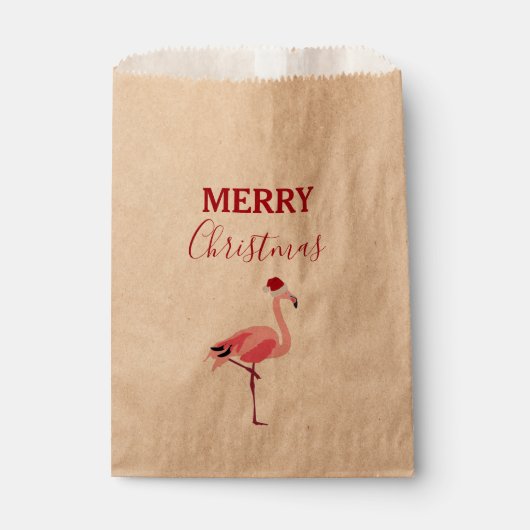 Kerstroze Flamingo Bird met Santa Hat Bedankzakje (Voorkant)