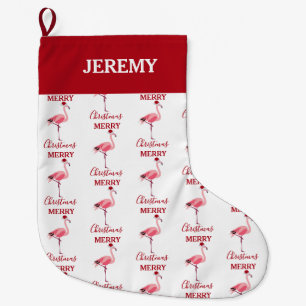 Kerstroze Flamingo Bird met Santa Hat Grote Kerstsok