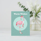 Kerstroze flamingo feestdagenkaart (Staand voorkant)