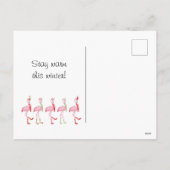 Kerstroze flamingo feestdagenkaart (Achterkant)