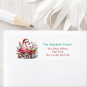 Kerstroze Flamingo Greenery Naam Etiket (Insitu)