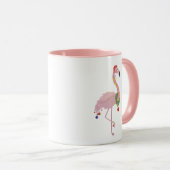 Kerstroze flamingo mok (Voorkant rechts)
