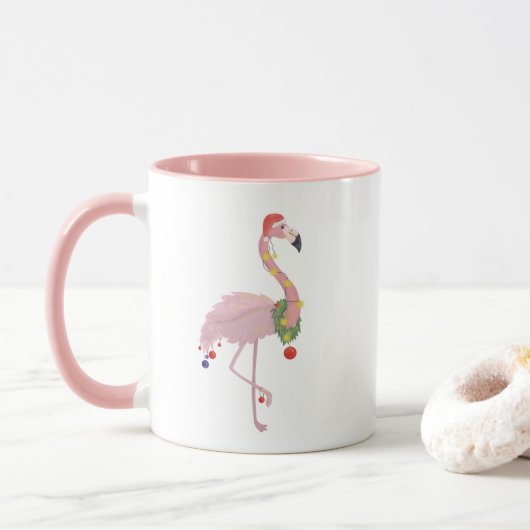 Kerstroze flamingo mok (Met donut)