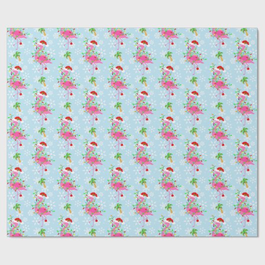 kerstroze Flamingo patroon Cadeaupapier (Vlak)