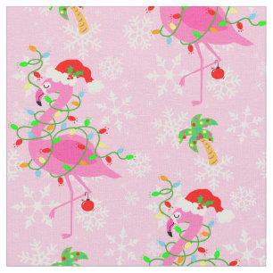 kerstroze Flamingo patroon Stof