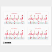 Kerstroze flamingo rechthoekige sticker (Vel)