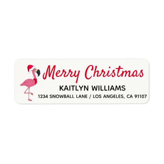 Kerstroze Flamingo Return Address Labels (Voorkant)