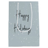 Kerstroze flamingo schaatsen medium cadeauzakje (Achterkant)