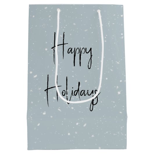 Kerstroze flamingo schaatsen medium cadeauzakje (Achterkant)