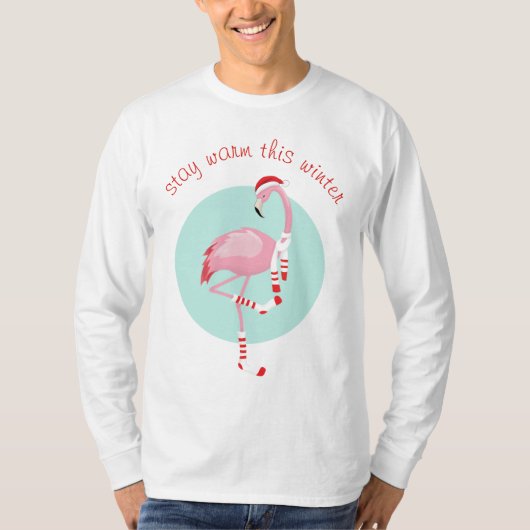 Kerstroze flamingo T-Shirt (Voorkant)