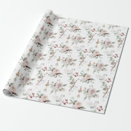 Kerstroze Floral Ballerina en Swan Gift Cadeaupapier