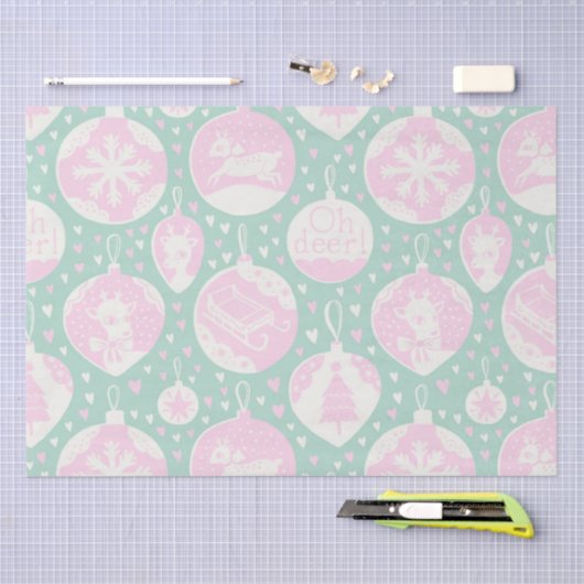 kerstroze groene rendierpatronen tissuepapier (Craft)