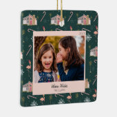 Kerstroze Huis palmboom foto Mideeuw Keramisch Ornament (Rechts)