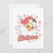 kerstroze kerstman feestdagenkaart (Voorkant / Achterkant)