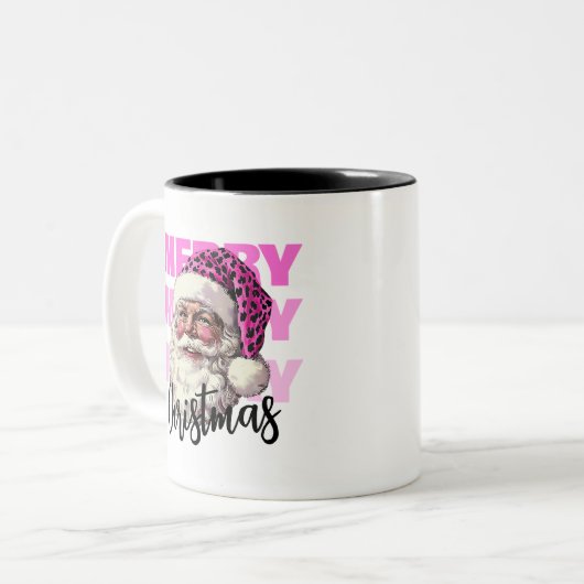 Kerstroze Kerstman met Leopard Pet Coffee Mok (Voorkant links)