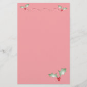 Kerstroze met zachte groene Holly Briefpapier (Voorkant)