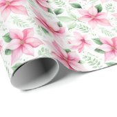 kerstroze Poinsettia Flowers Cadeaupapier (Rol Hoek)