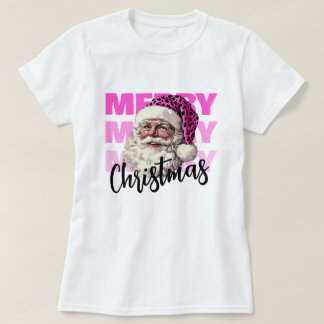 Kerstroze Santa Leopard Tshirt