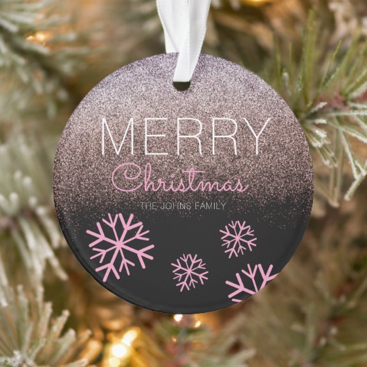 Kerstroze snowflakes zwart ornament (Boom)