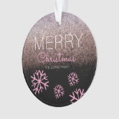 Kerstroze snowflakes zwart ornament (voorkant)