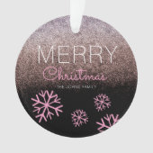 Kerstroze snowflakes zwart ornament (voorkant)