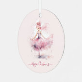 Kerstroze Suikerpruimenfee Metalen Ornament (Voorkant links)