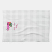 Kerstroze vrachtwagen met boom en wensen theedoek (Horizontaal)