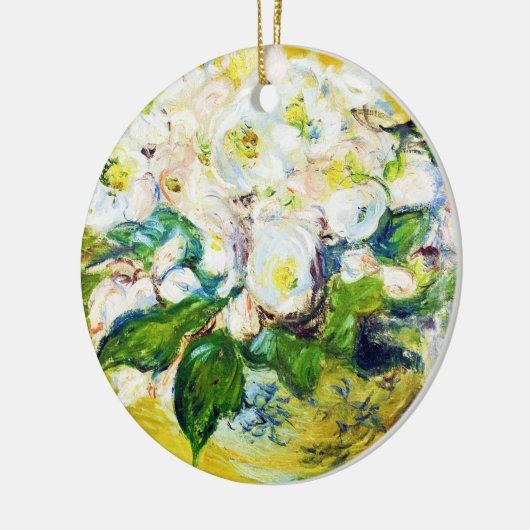 kerstRozen Claude Monet bloemen schilferen Keramisch Ornament (Links)